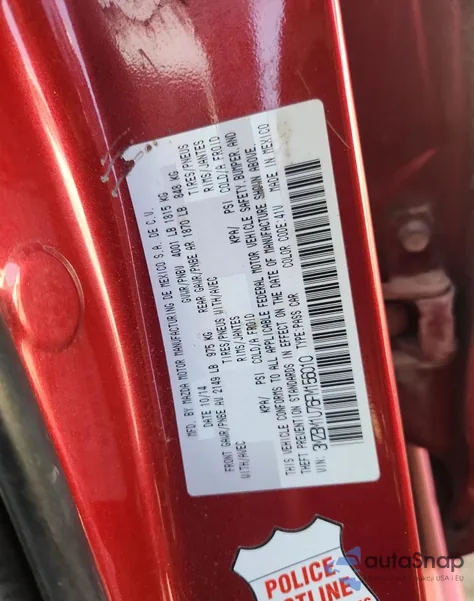 2015 Mazda 3 Sport z USA, uszkodzony, nr VIN 3MZBM1U76FM156010